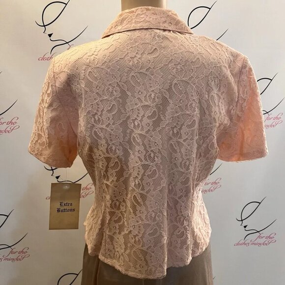 Vintage Willow Ridge. NOS Sz 4P. USA. Lace Lined Pink Short Sleeve Top. B113 - Picture 5 of 5